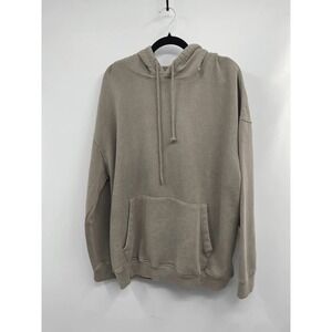 Public Supply NYC Mens Oversize Hoodie Sweatshirt L Brown Washed Quilted Hood